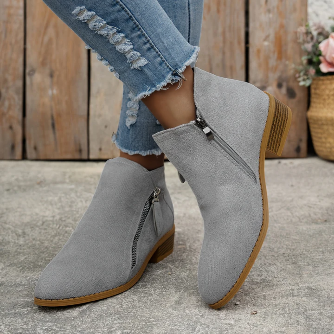 Valentina - Botines Ante Tacón Bajo
