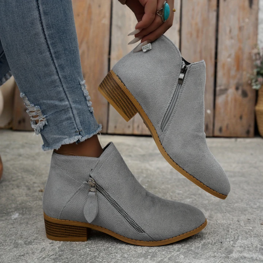 Valentina - Botines Ante Tacón Bajo
