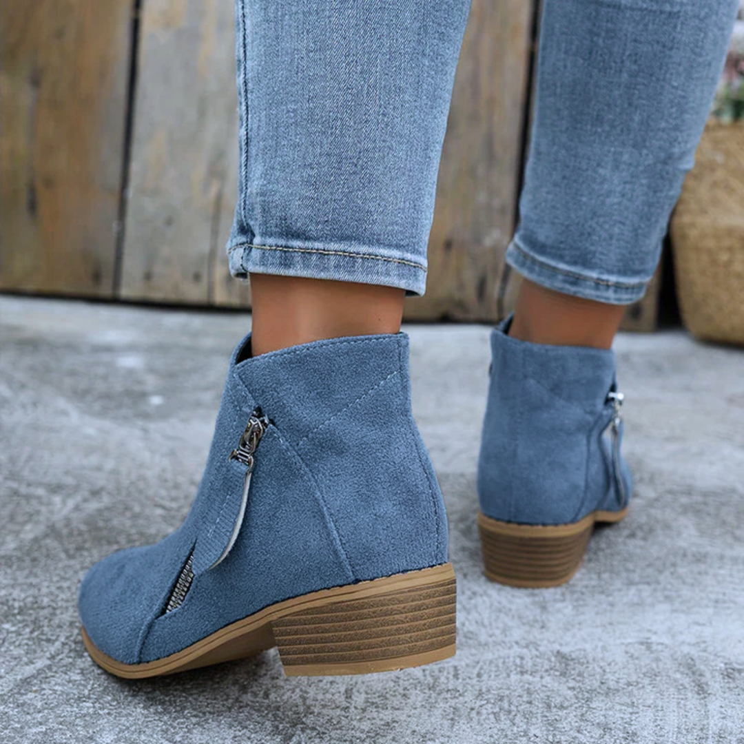 Valentina - Botines Ante Tacón Bajo