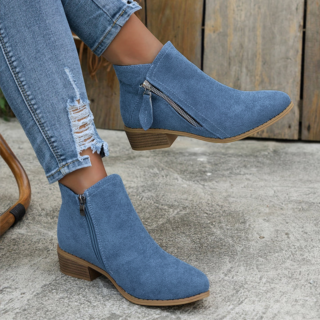 Valentina - Botines Ante Tacón Bajo