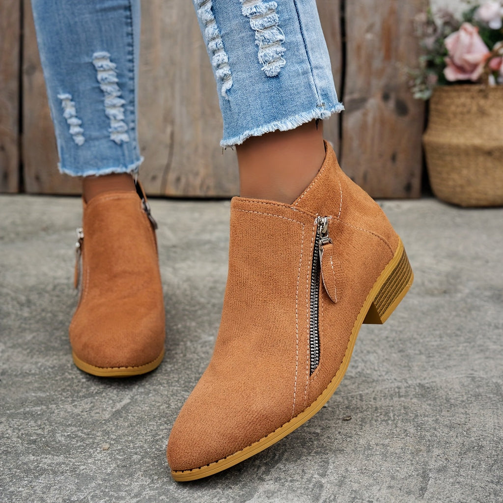 Valentina - Botines Ante Tacón Bajo