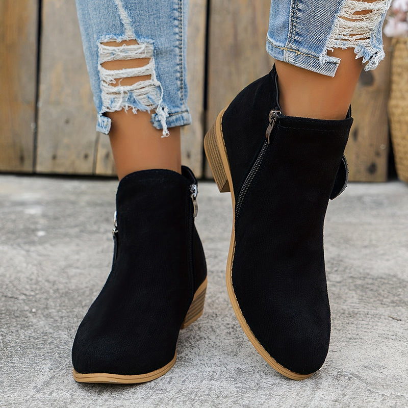 Valentina - Botines Ante Tacón Bajo