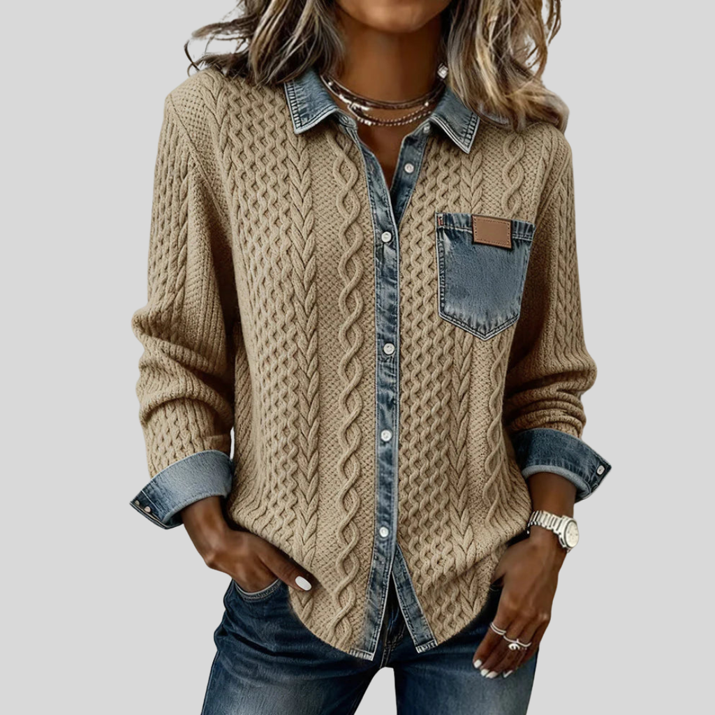 Carolina - Cárdigan Texturizado Denim