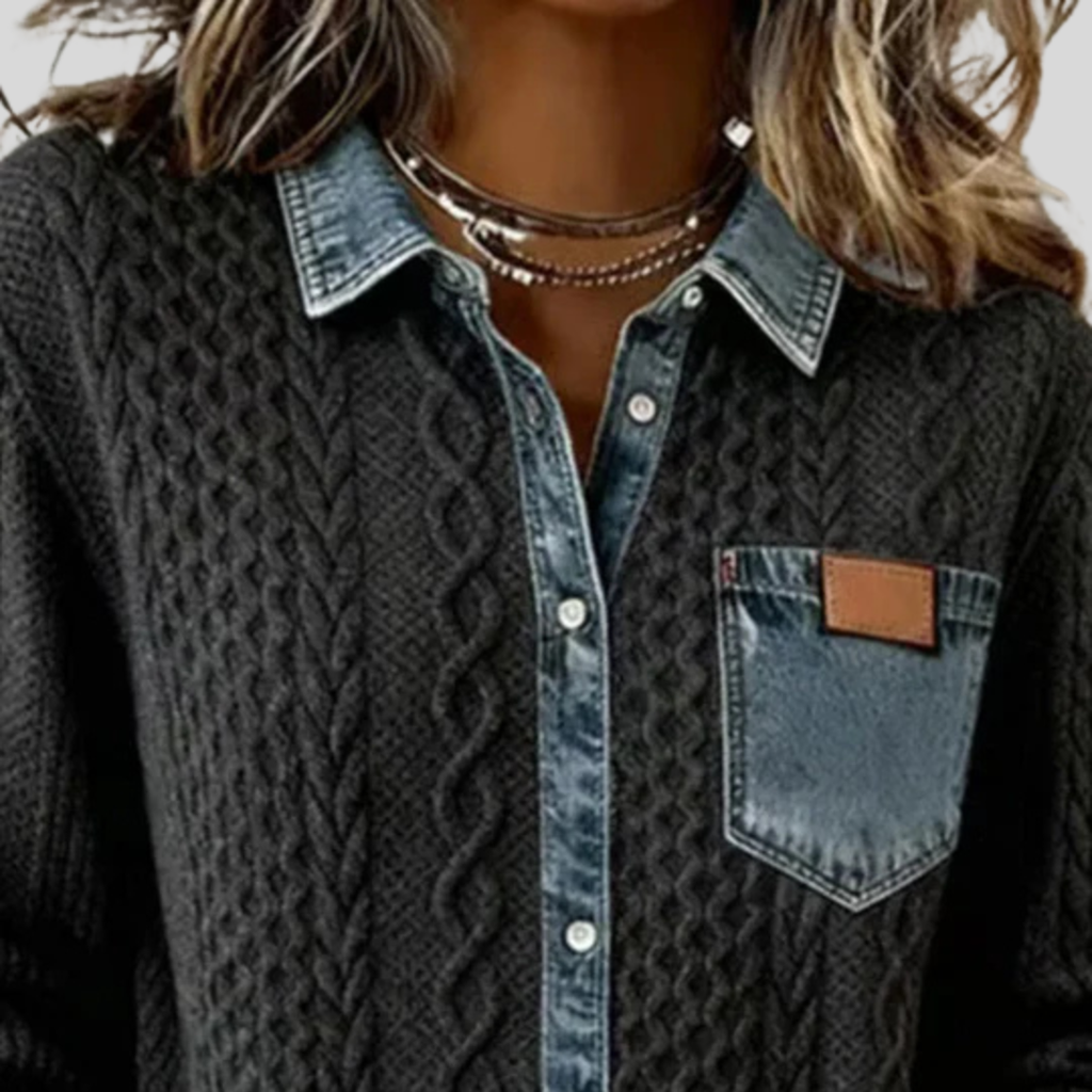Carolina - Cárdigan Texturizado Denim