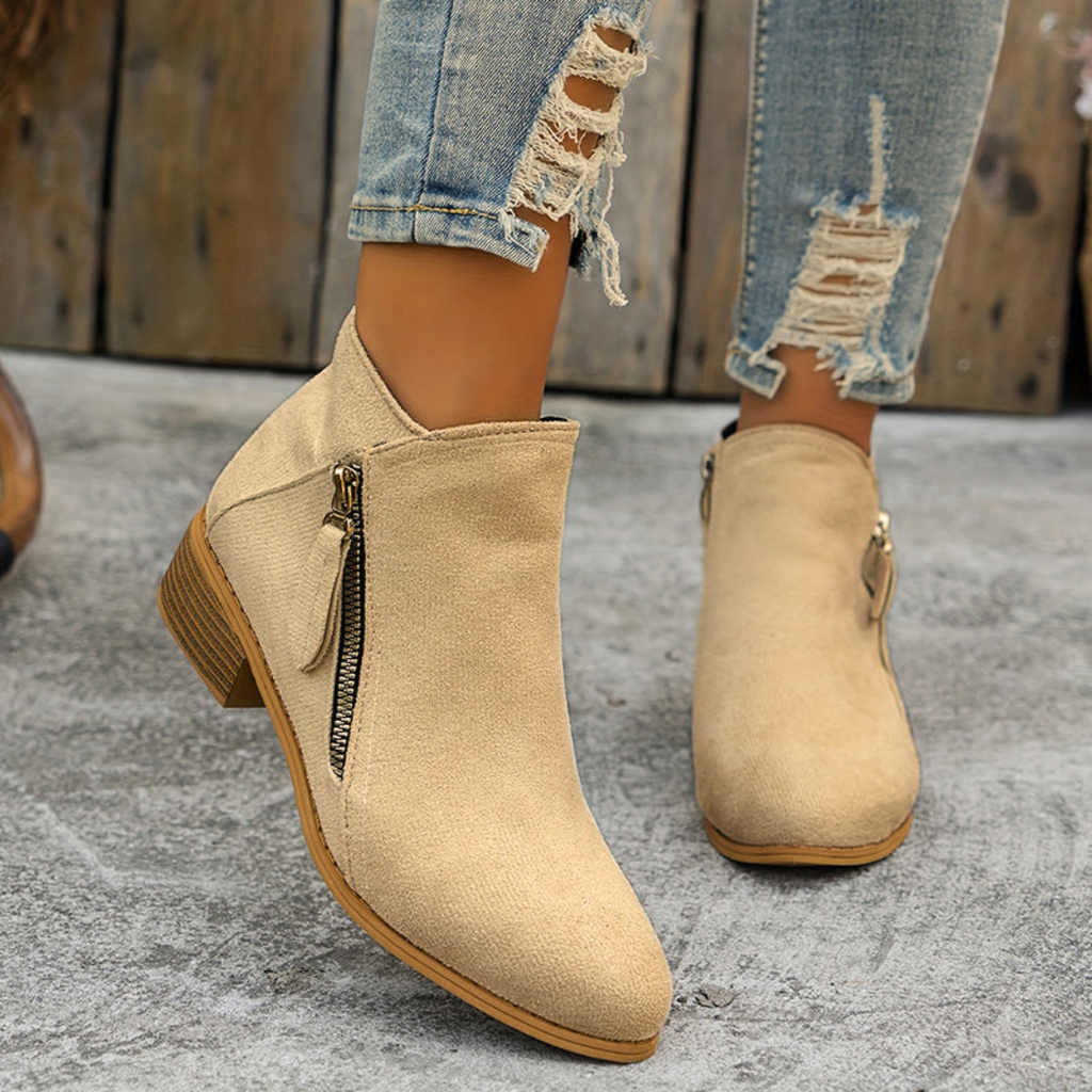 Valentina - Botines Ante Tacón Bajo