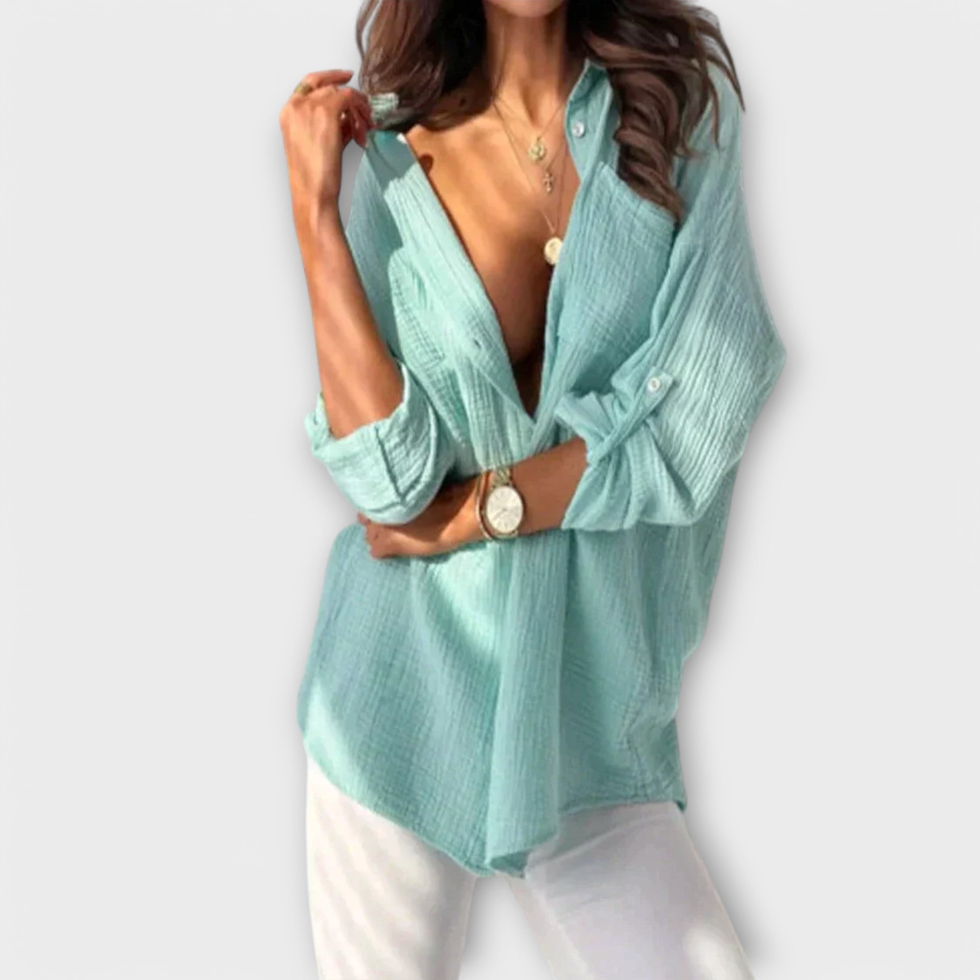 Daniela - Camisa Oversize de Lino Suave Premium