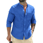 Leonardo - Camisa Lino Cuello Mao