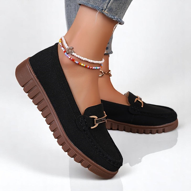 Alejandra - Mocasines Urbanos con Herraje Metálico y Suela Gruesa Confort