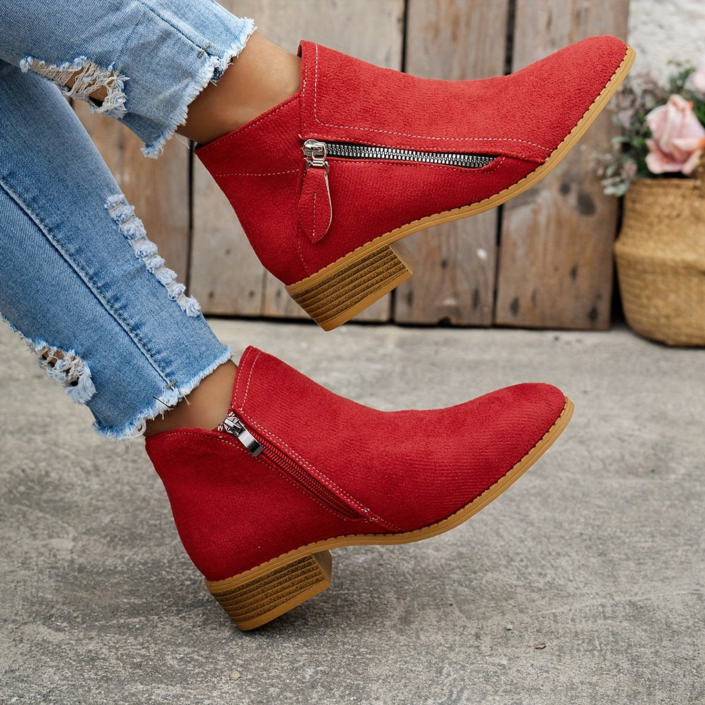 Valentina - Botines Ante Tacón Bajo