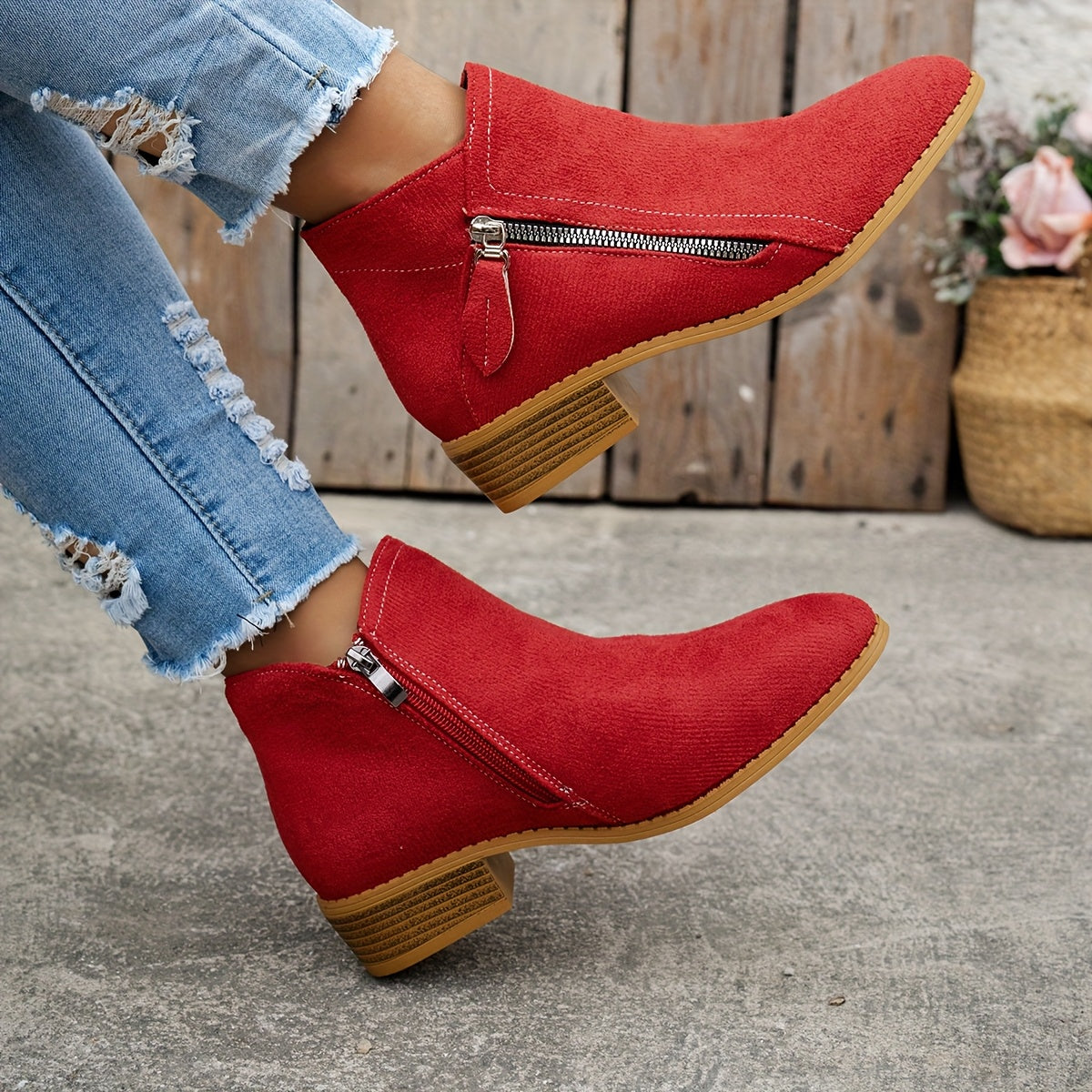 Valentina - Botines Ante Tacón Bajo