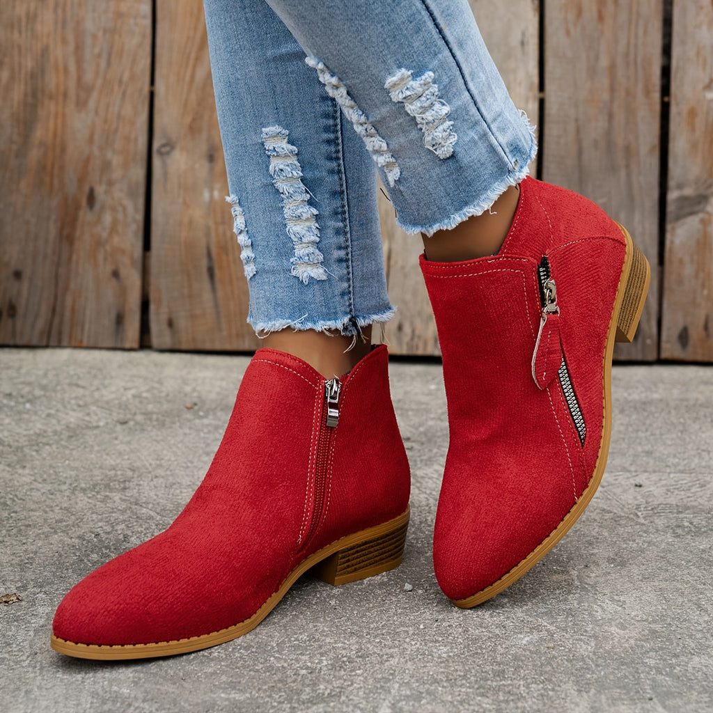 Valentina - Botines Ante Tacón Bajo
