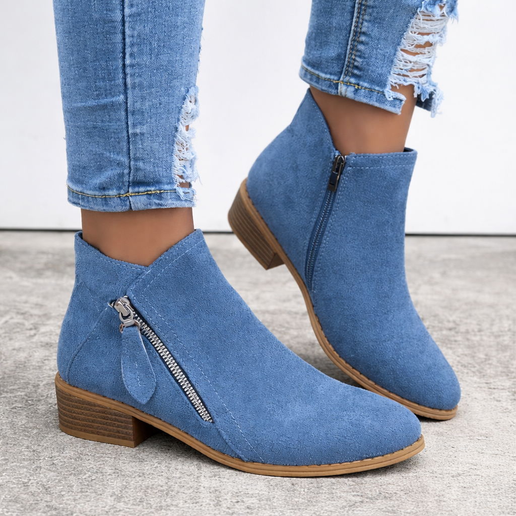 Valentina - Botines Casual de Ante con Tacón Bajo Premium