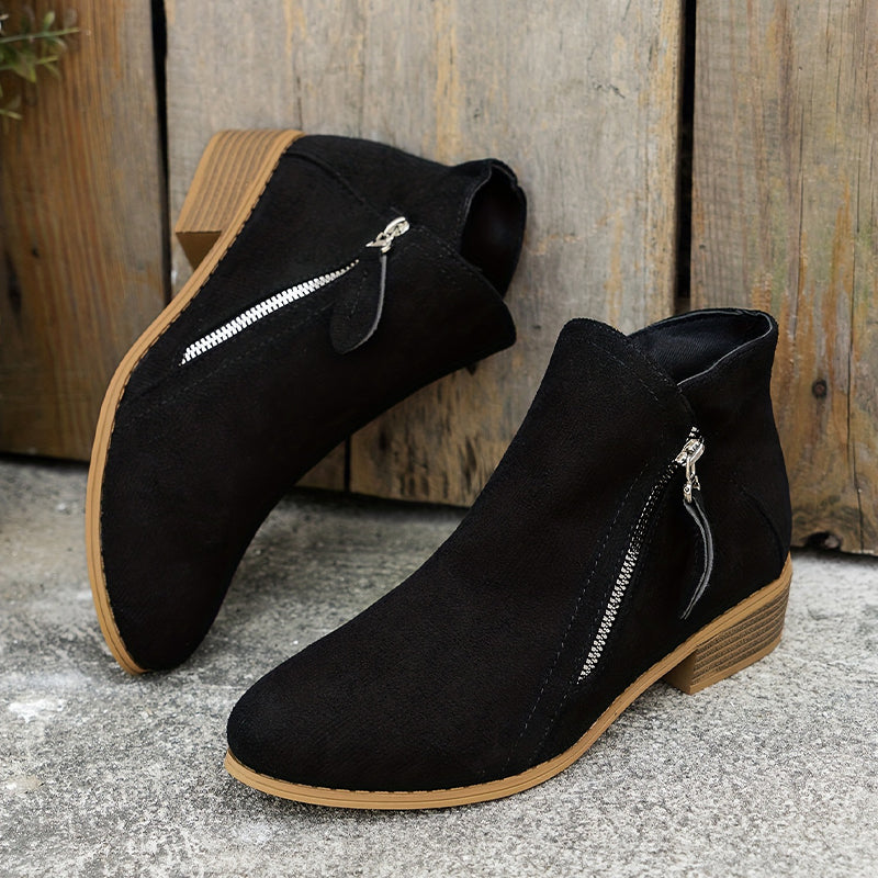 Valentina - Botines Ante Tacón Bajo