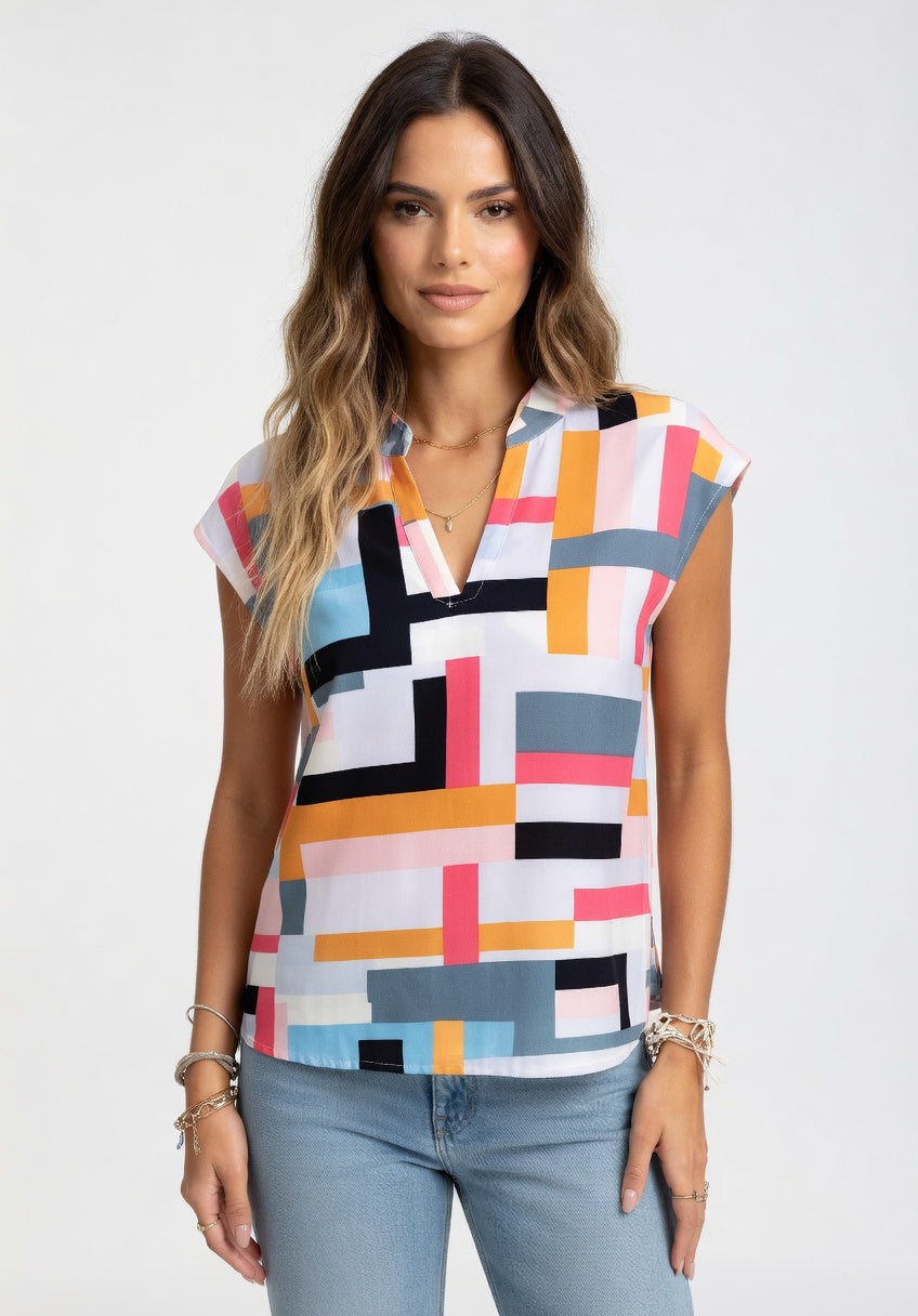 Natalia - Blusa Estampada Geométrica