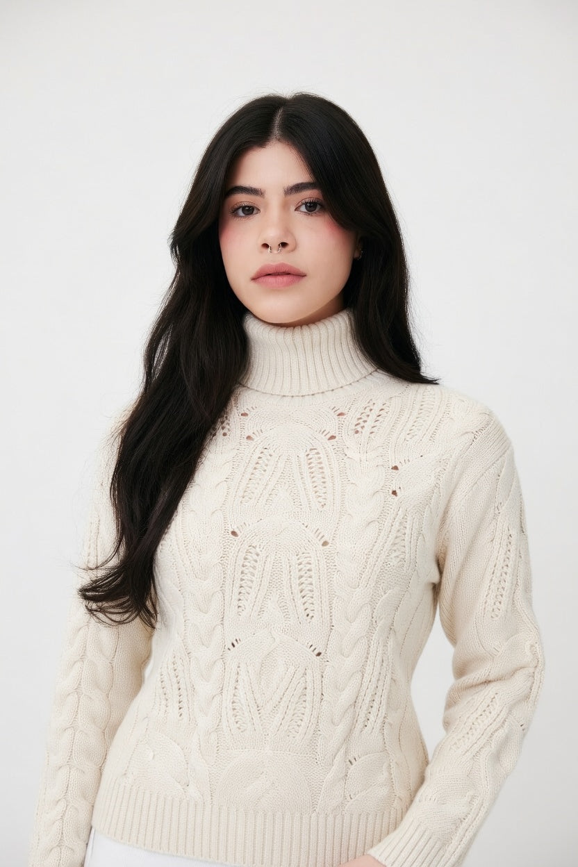 Valentina - Suéter Cuello Alto Texturizado