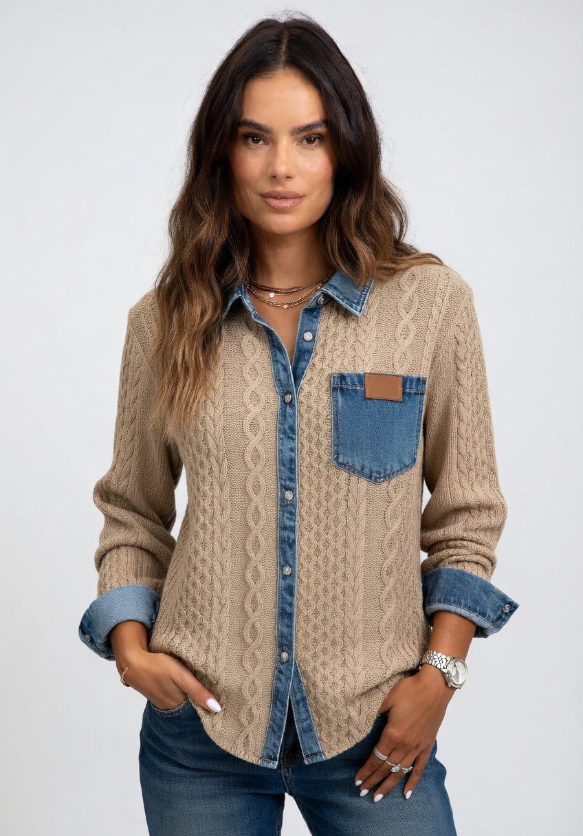 Carolina - Cárdigan Texturizado Denim