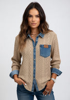 Carolina - Cárdigan Texturizado Denim