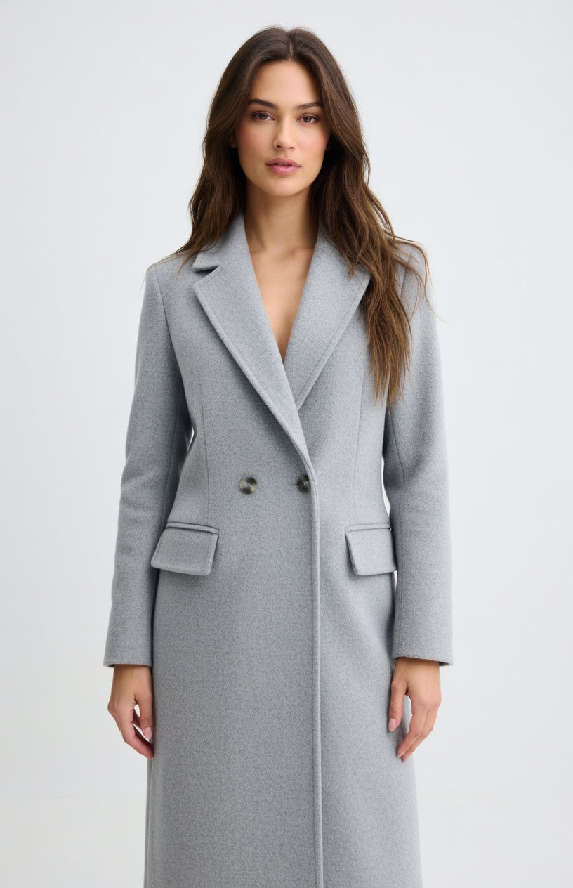Carolina - Abrigo Largo Elegante con Solapas Clásicas y Corte Sofisticado
