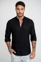 Leonardo - Camisa Lino Cuello Mao