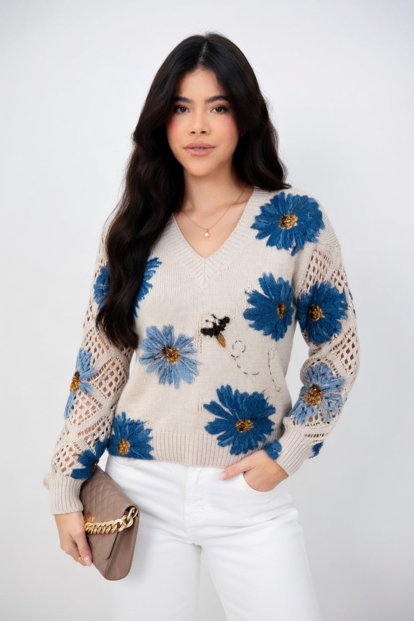 Valeria - Blusa Cuello V Floral