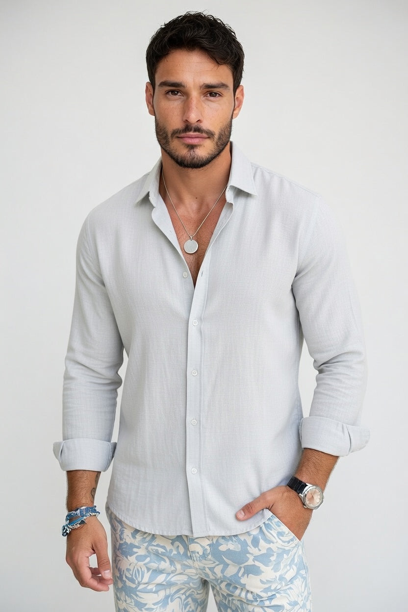 Leonardo - Camisa Casual de Lino Transpirable Premium